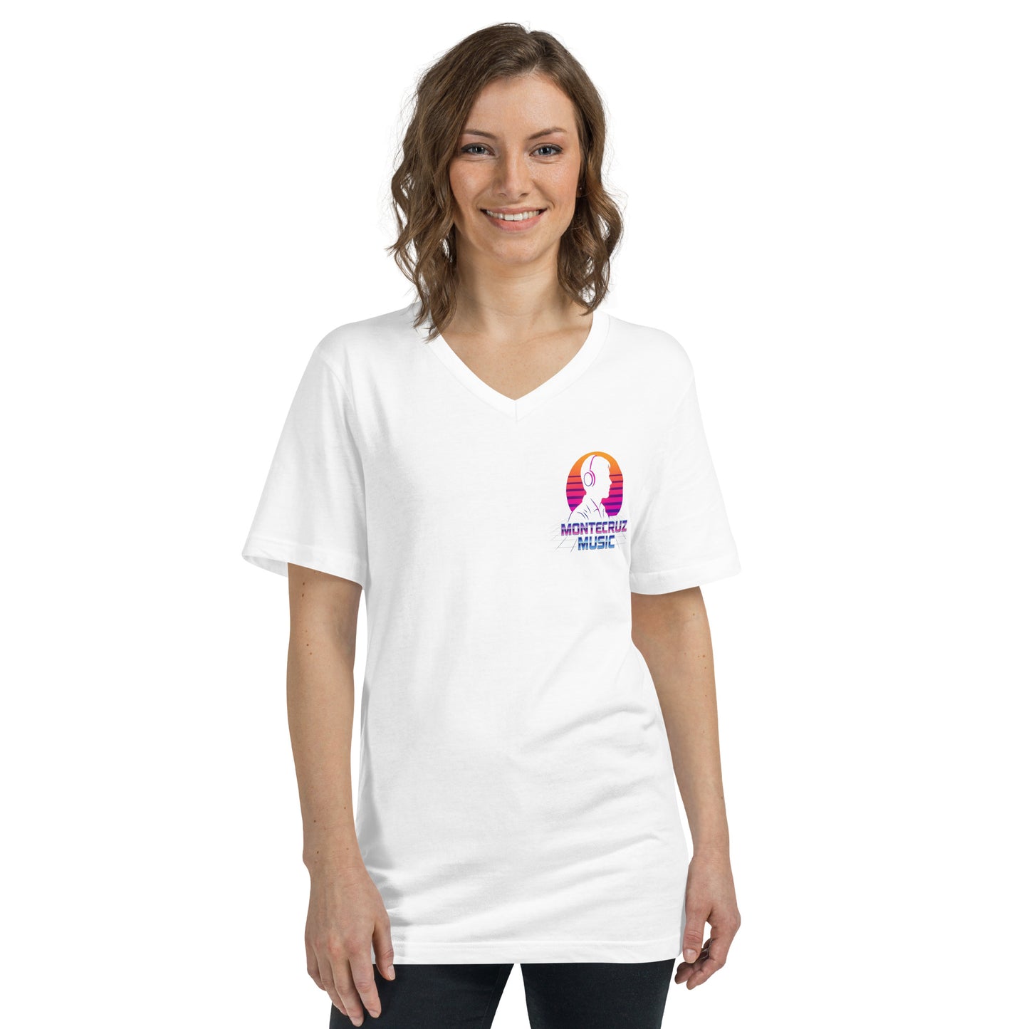 Unisex Short Sleeve V-Neck T-Shirt-Montecruz Music Shop